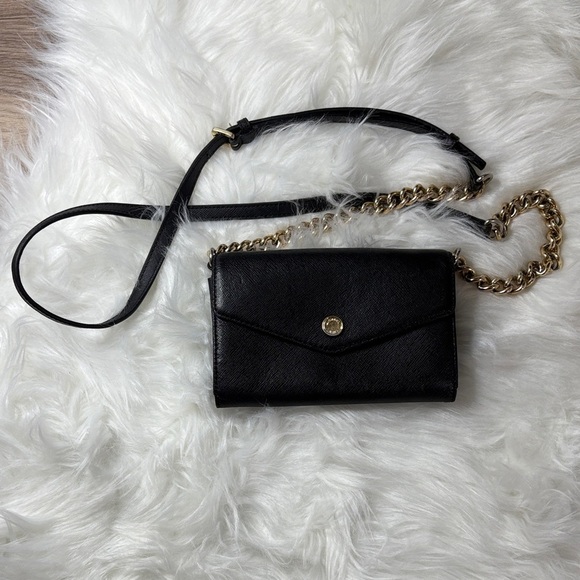Michael Kors Black Crossbody Wallet Bag with Gold Chain - Picture 1 of 8